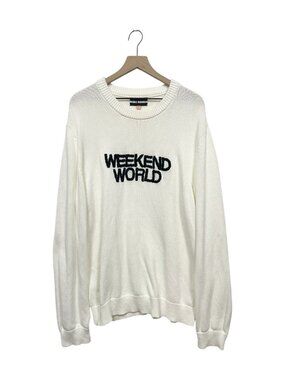 NEW Double Rainbouu White Weekend World Knit Sweater Size L Large